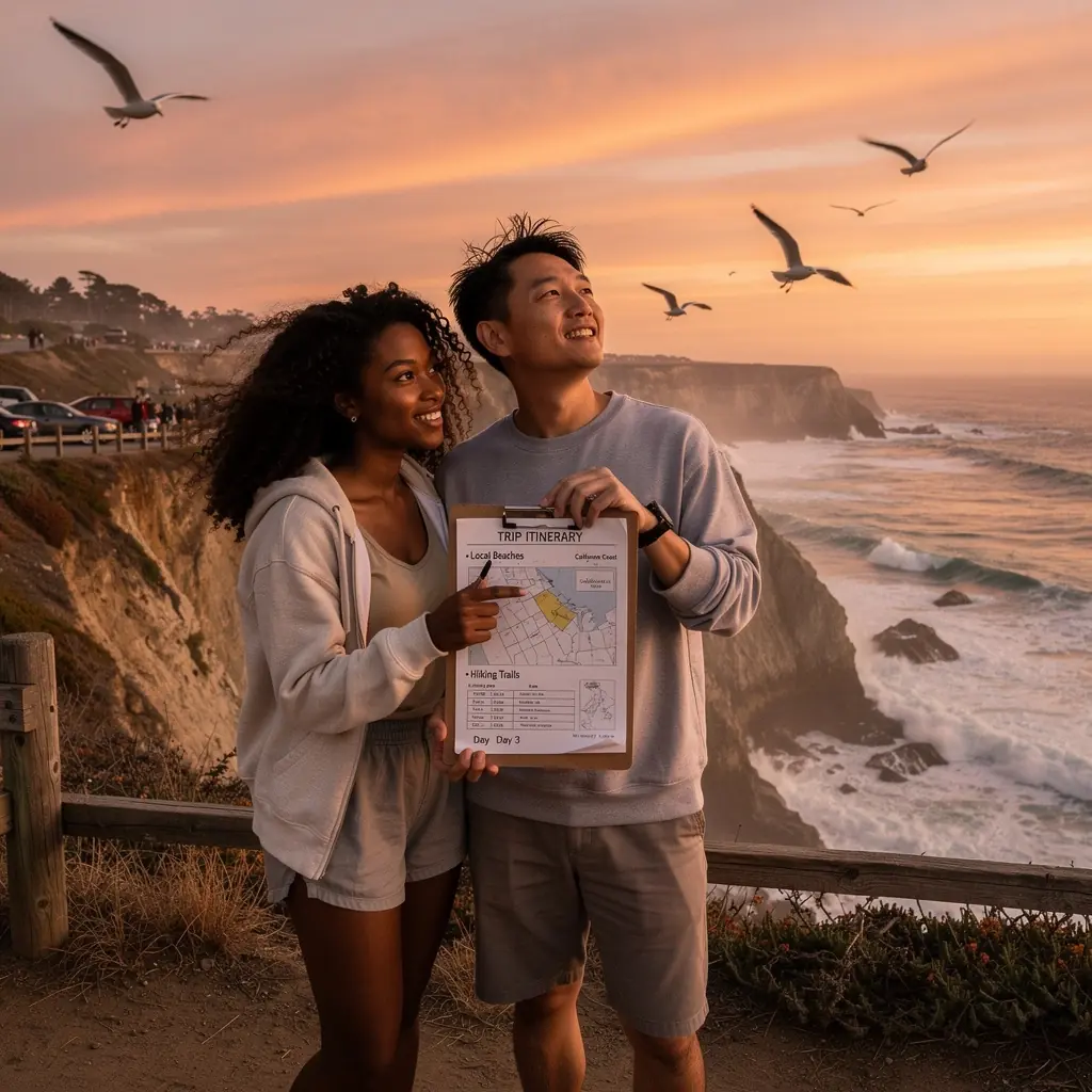 Автомобиль, припаркованный у живописной смотровой площадки