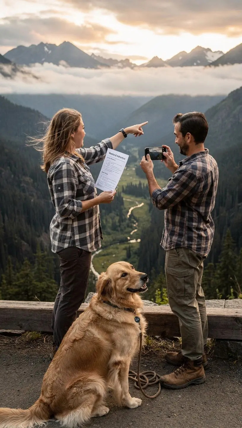 Турист, делающий заметки в блокноте во время поездки