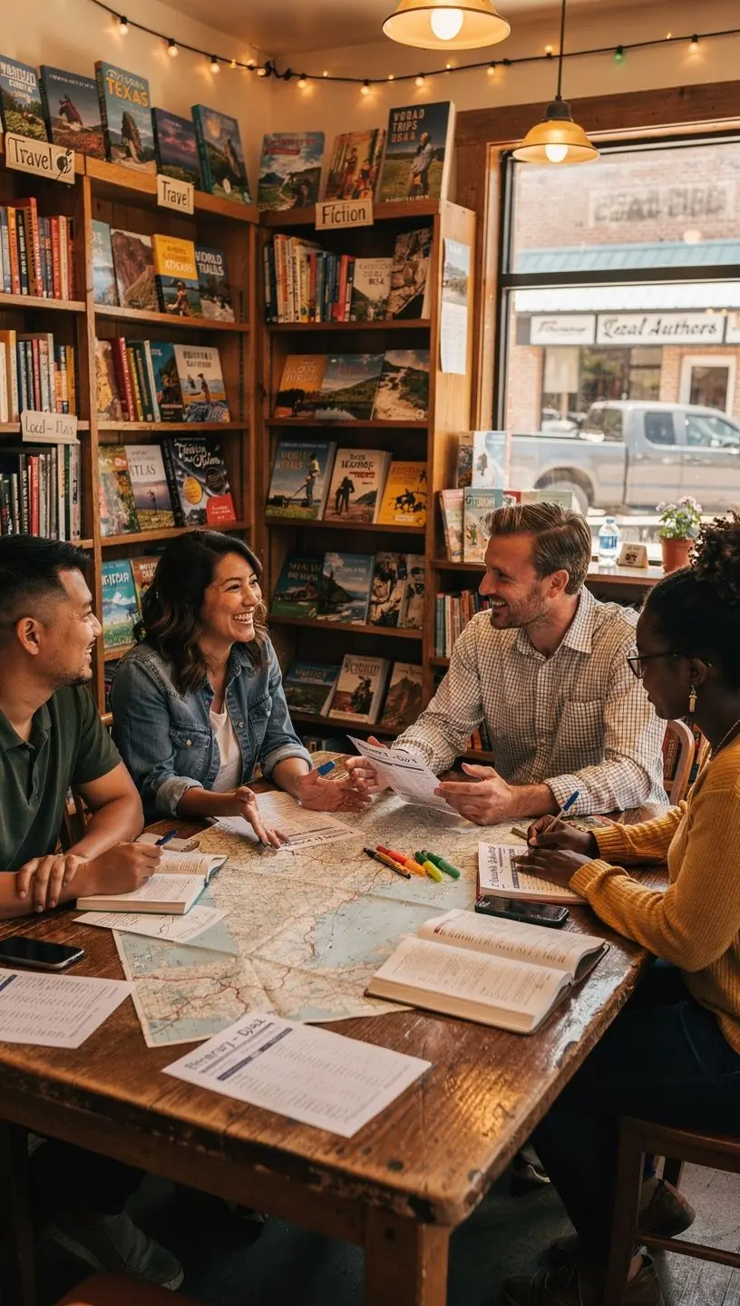 Пейзаж живописной дороги с указателями на местные достопримечательности
